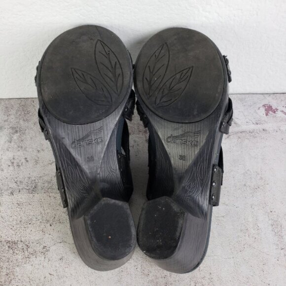 DANSKO Metallic Leather Clogs Sandal size 38 Comfort Shoes Studs - Picture 7 of 11